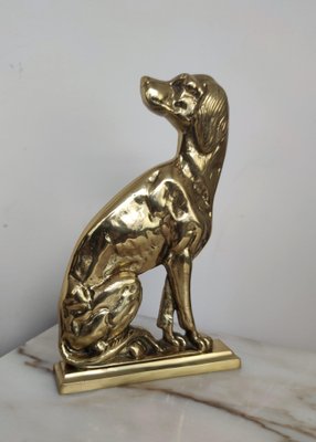 Italian Gilt Brass Setter Dog Door Stop or Bookend, 1970s-EUP-1043563