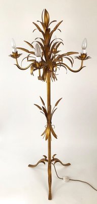 Italian Gilt Metal Candelabra Floor Lamp with Sheaf of Wheat Motif, 1963-BAF-763388