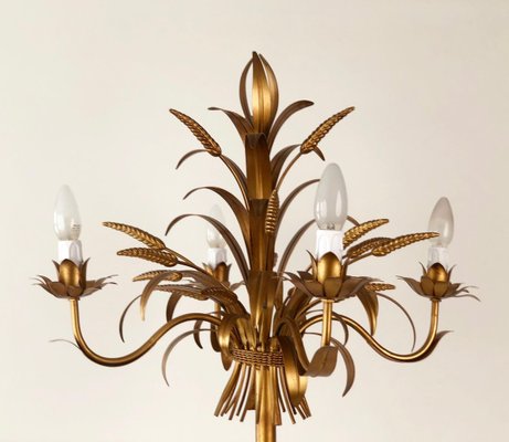 Italian Gilt Metal Candelabra Floor Lamp with Sheaf of Wheat Motif, 1963-BAF-763388