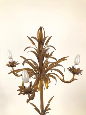 Italian Gilt Metal Candelabra Floor Lamp with Sheaf of Wheat Motif, 1963-BAF-763388