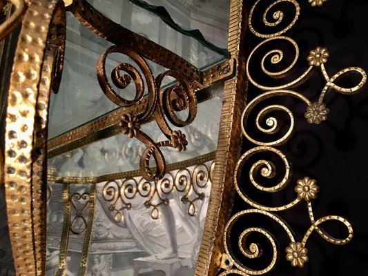 Italian Gilt Metal Console Table and Mirror by Pier Luigi Colli, 1955-MBH-1032654