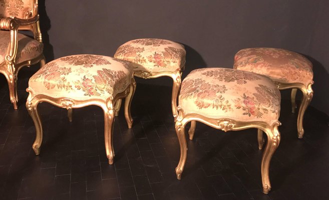 Italian Gilt Salon Living Room Set, 19th Century, Set of 11-MBH-1032162