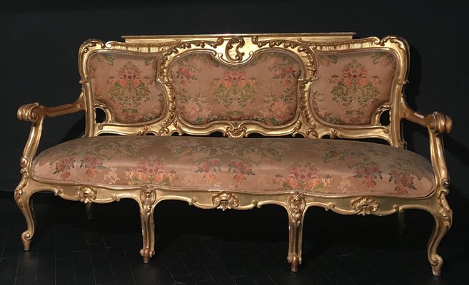 Italian Gilt Salon Living Room Set, 19th Century, Set of 11-MBH-1032162