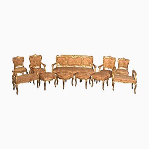 Italian Gilt Salon Living Room Set, 19th Century, Set of 11-MBH-1032162