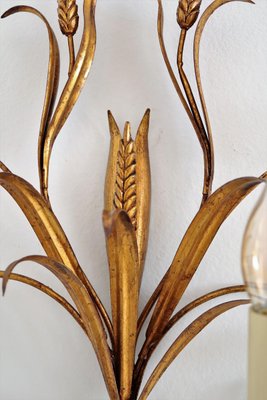 Italian Gilt Tole Wall Sconces with Wheat Sheaf, 1950s, Set of 5-VNE-966139