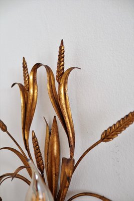 Italian Gilt Tole Wall Sconces with Wheat Sheaf, 1950s, Set of 5-VNE-966139