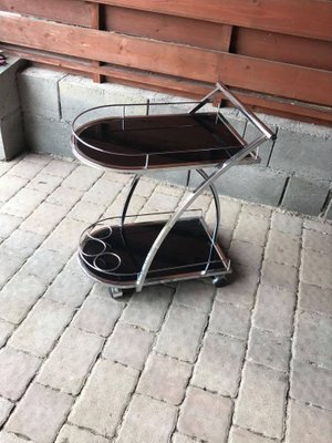 Italian Glass and Chrome Trolley, 1970s-OXJ-850442