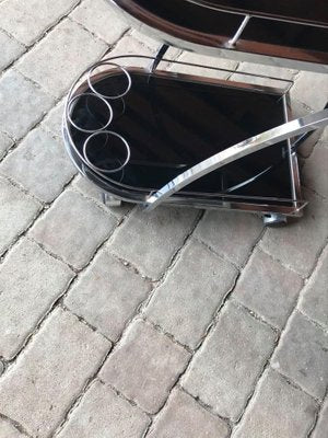 Italian Glass and Chrome Trolley, 1970s-OXJ-850442