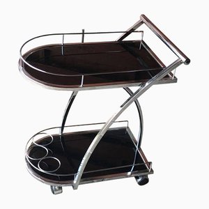 Italian Glass and Chrome Trolley, 1970s-OXJ-850442