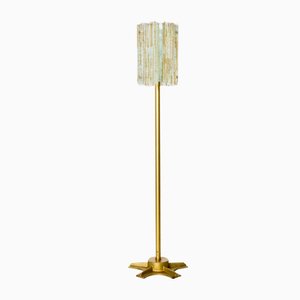 Italian Glass and Iron Floor Lamp, 1960s-NZV-1361929