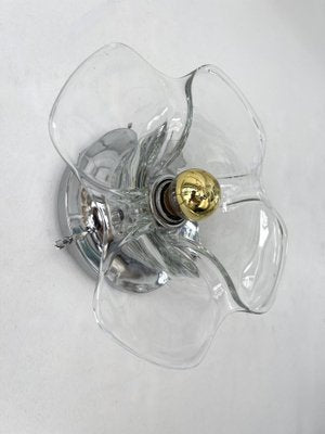 Italian Glass and Metal Flower Sconces, 1970s, Set of 2-FUE-1338471