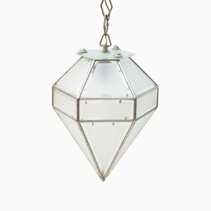 Italian Glass and Nickel-Plated Brass Pendant Light, 1940s-NZV-1709149