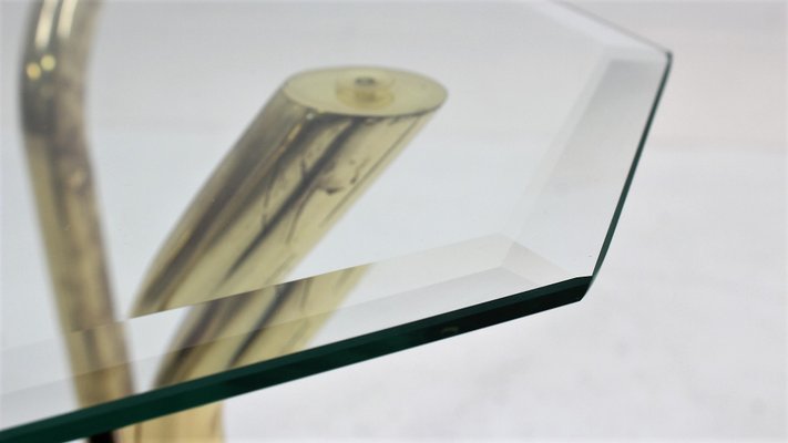 Italian Glass & Brass Side Table, 1970s-ZQ-862060