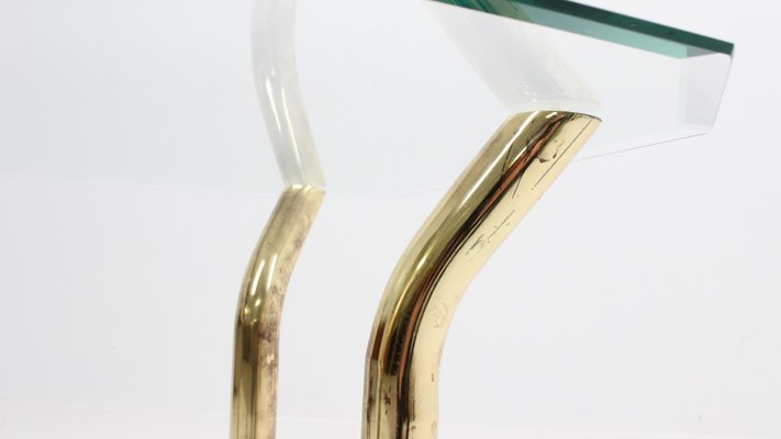 Italian Glass & Brass Side Table, 1970s-ZQ-862060