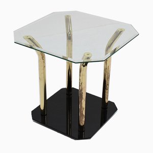 Italian Glass & Brass Side Table, 1970s-ZQ-862060