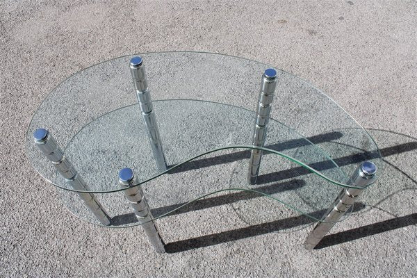 Italian Glass & Chromed Metal Shelf, 1960s-EH-846940