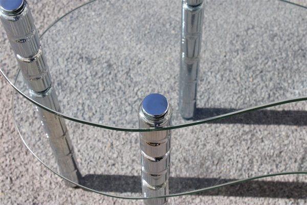 Italian Glass & Chromed Metal Shelf, 1960s-EH-846940