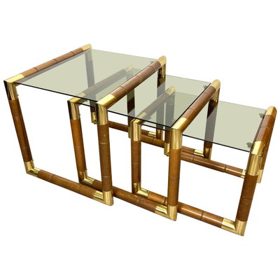 Italian Glass Nesting Tables, 1970s, Set of 3-LYQ-1171630