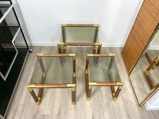 Italian Glass Nesting Tables, 1970s, Set of 3-LYQ-1171630