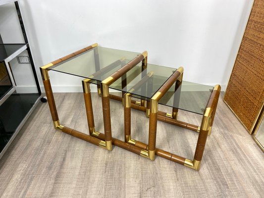 Italian Glass Nesting Tables, 1970s, Set of 3-LYQ-1171630