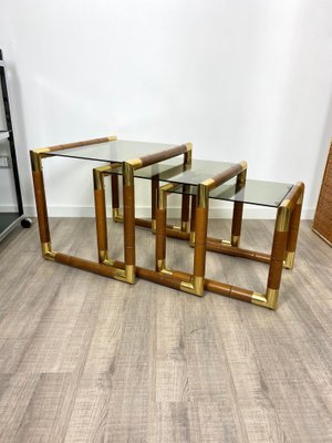 Italian Glass Nesting Tables, 1970s, Set of 3-LYQ-1171630