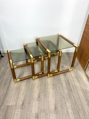 Italian Glass Nesting Tables, 1970s, Set of 3-LYQ-1171630