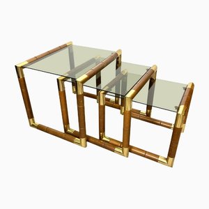 Italian Glass Nesting Tables, 1970s, Set of 3-LYQ-1171630