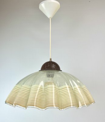 Italian Glass Pendant Lamp with Wavy Edge, 1970s-WZZ-1386239