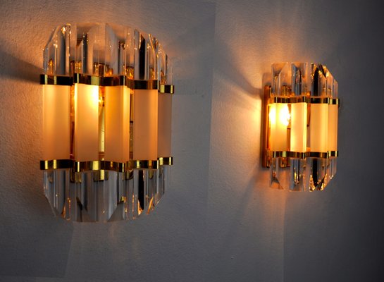 Italian Glass Sconces from Venini, 1970s, Set of 2-EJE-1174572