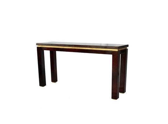 Italian Goatskin Tobacco Console Table by Aldo Tura, 1970s-HZ-647641