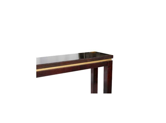 Italian Goatskin Tobacco Console Table by Aldo Tura, 1970s-HZ-647641