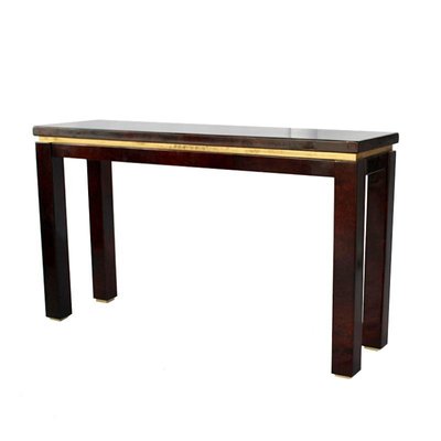 Italian Goatskin Tobacco Console Table by Aldo Tura, 1970s-HZ-647641