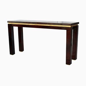 Italian Goatskin Tobacco Console Table by Aldo Tura, 1970s-HZ-647641