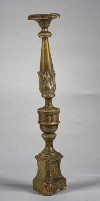 Italian Gold and Silver Lacquered Wooden Candlestick, Late 1700s-RAQ-1293818