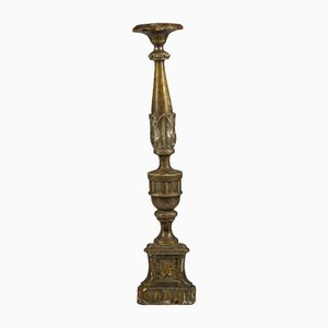 Italian Gold and Silver Lacquered Wooden Candlestick, Late 1700s-RAQ-1293818