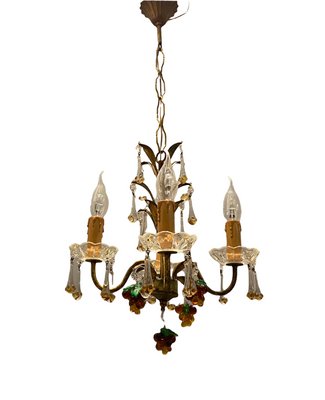 Italian Gold Gilded Murano Glass Fruit Chandelier-JJC-1326476