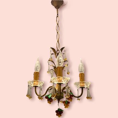 Italian Gold Gilded Murano Glass Fruit Chandelier-JJC-1326476