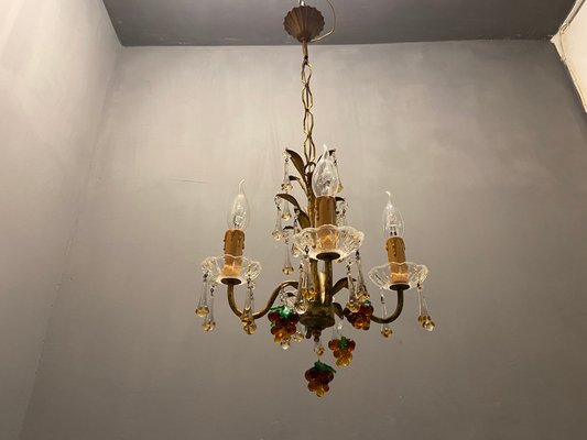 Italian Gold Gilded Murano Glass Fruit Chandelier-JJC-1326476