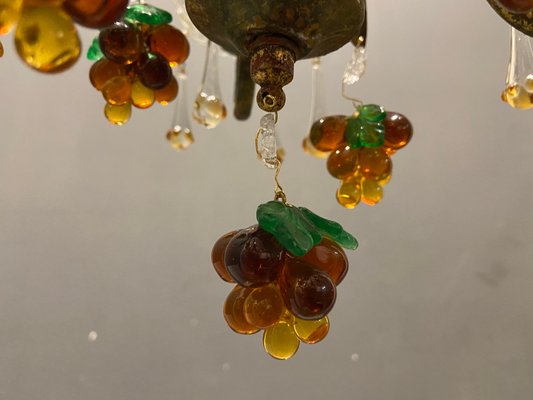 Italian Gold Gilded Murano Glass Fruit Chandelier-JJC-1326476