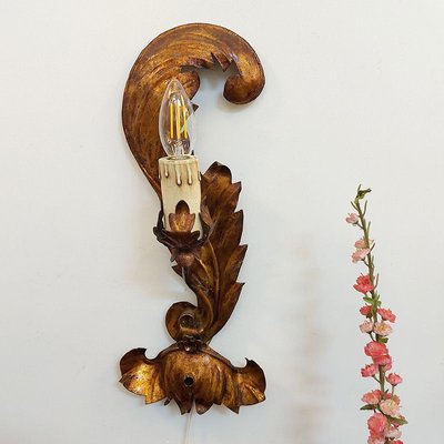 Italian Gold Leaf Sconces, 1950s, Set of 2-BVG-888515