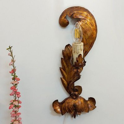 Italian Gold Leaf Sconces, 1950s, Set of 2-BVG-888515