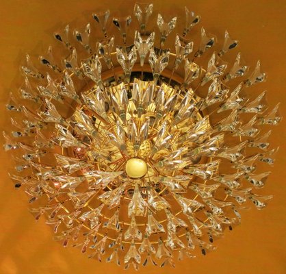 Italian Gold-Plated Brass and Crystal Chandelier from Stilkronen, 1970s-ED-2041724