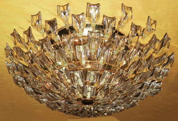 Italian Gold-Plated Brass and Crystal Chandelier from Stilkronen, 1970s-ED-1770477