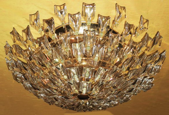 Italian Gold-Plated Brass and Crystal Chandelier from Stilkronen, 1970s-ED-2041724