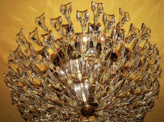 Italian Gold-Plated Brass and Crystal Chandelier from Stilkronen, 1970s-ED-2041724