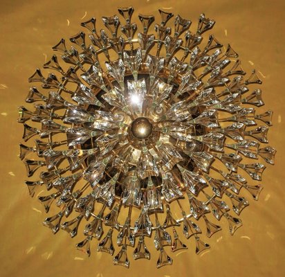 Italian Gold-Plated Brass and Crystal Chandelier from Stilkronen, 1970s-ED-2041724