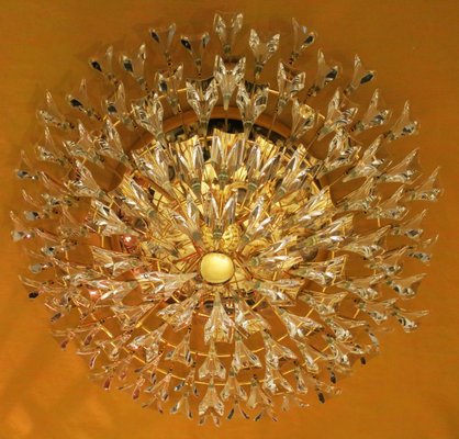 Italian Gold-Plated Brass and Crystal Chandelier from Stilkronen, 1970s-ED-2041724