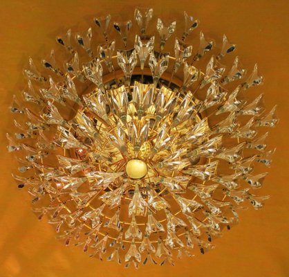 Italian Gold-Plated Brass and Crystal Chandelier from Stilkronen, 1970s-ED-1770477