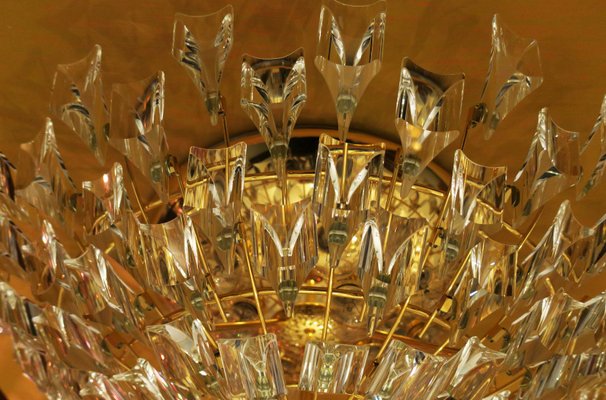 Italian Gold-Plated Brass and Crystal Chandelier from Stilkronen, 1970s-ED-2041724