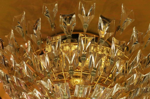 Italian Gold-Plated Brass and Crystal Chandelier from Stilkronen, 1970s-ED-1770477